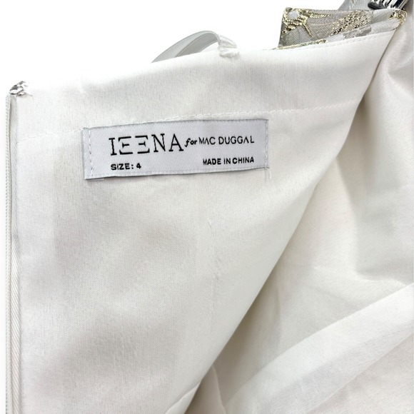 Mac Duggal NEW White Gold Brocade Strapless Golden Floral High Low Gown - Size 4 - Picture 15 of 15